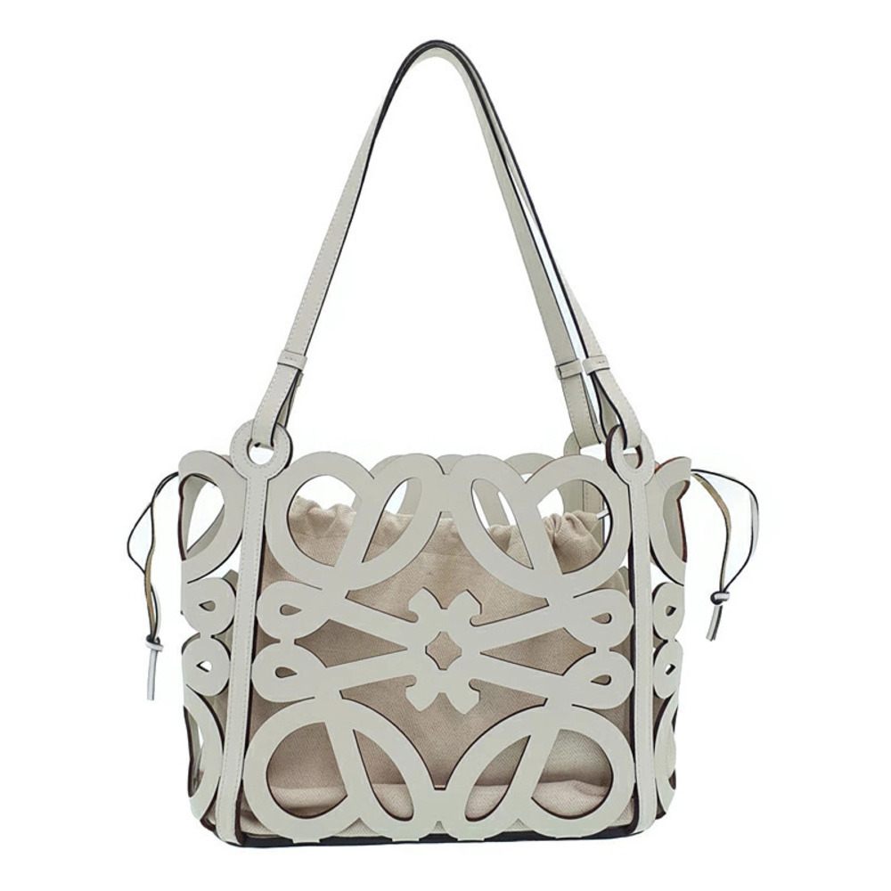 Loewe Anagram Cutout Tote Bag White